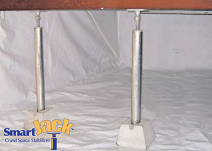 Crawl space structural support jacks installed in Green Bay