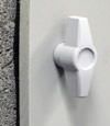 Knobs for our long-lasting crawl space doors installed in Sheboygan, Wisconsin
