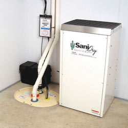 Sump pump system, dehumidifier, and basement wall panels installed during a sump pump installation in Kaukauna