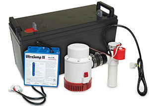 a battery backup sump pump system in Marshfield