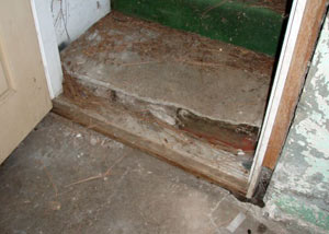 A flooded basement in Mosinee where water entered through the hatchway door