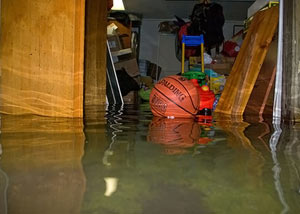 A flooded basement bedroom in Antigo