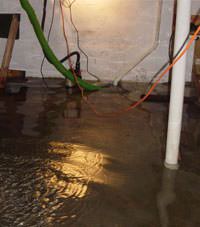 Several feet of floodwaters in a Menominee basement