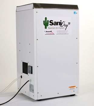 A Energy Efficient basement dehumidifier installed in a finished basement in Sturgeon Bay