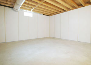 Our ZenWall insulated basement wall panels installed in a basement