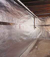Radiant heat barrier and vapor barrier for finished basement walls in Wisconsin Rapids, Wisconsin