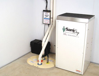 a complete basement waterproofing system installed in a Appleton home