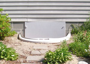 plastic crawl space access well installed in a Oshkosh crawl space