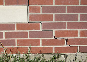 a foundation wall crack on a Schofield home.
